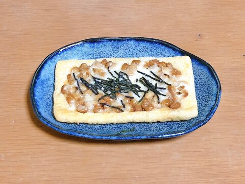 簡単⭐油揚げで納豆チーズピザ